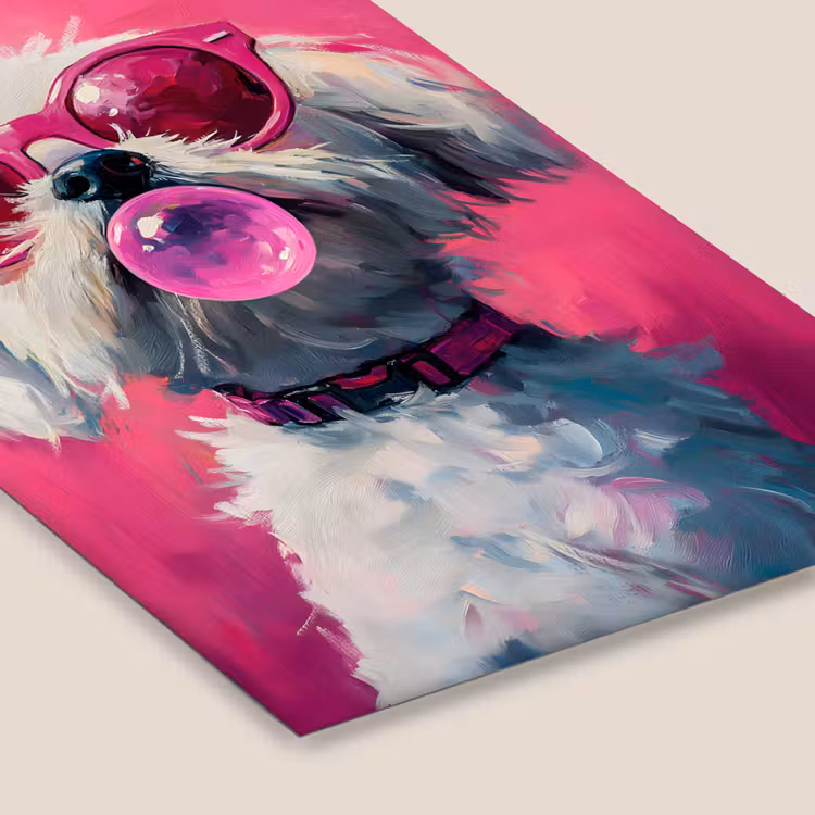 Pink - Hond - Bubbel fotolijst zwart zonder passe partout klein -zsfeer6