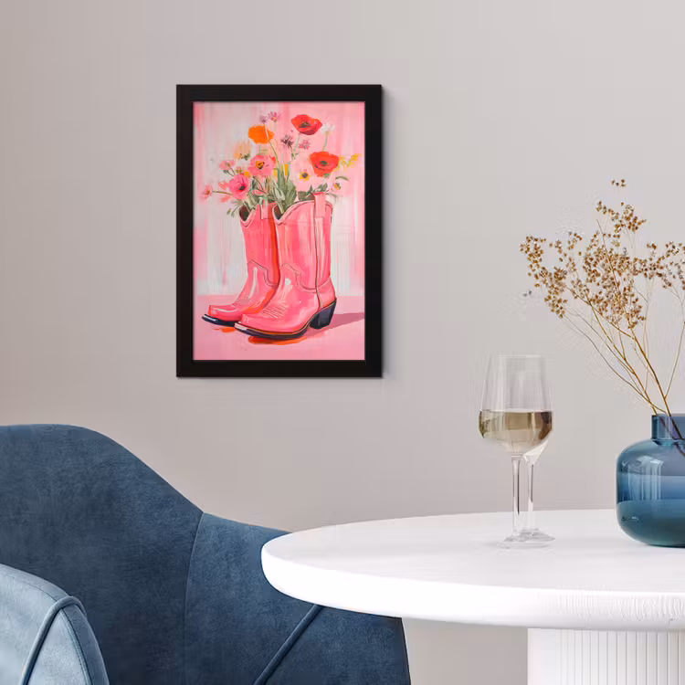 Roze - Bloemen - Cowboy fotolijst zwart zonder passe partout klein -sfeer4