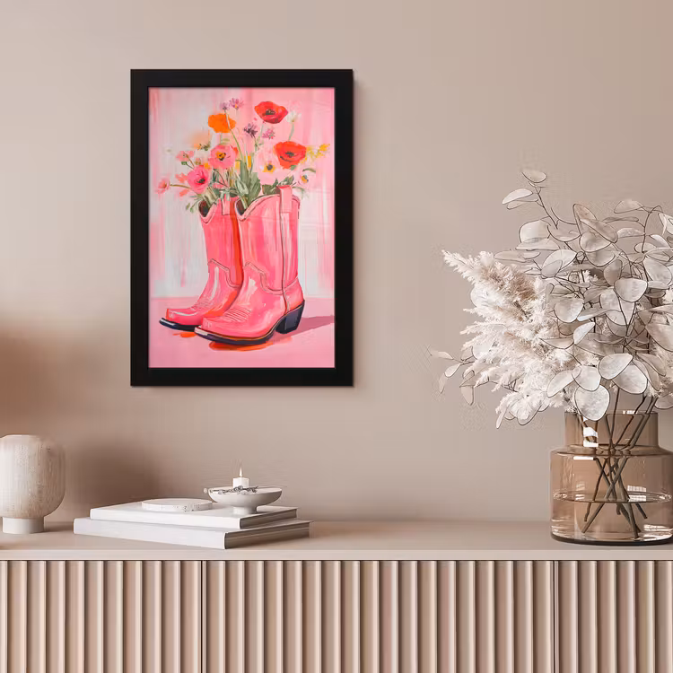 Roze - Bloemen - Cowboy fotolijst zwart zonder passe partout klein -sfeer5