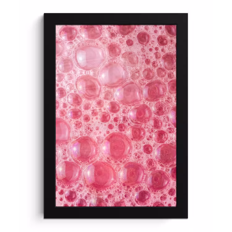 Roze - Schuim - Bubbels fotolijst zwart zonder passe partout klein -3d