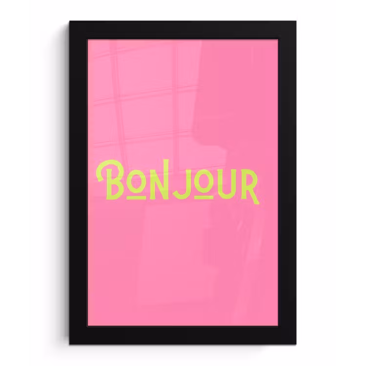 Roze - Groene Bonjour - art-deco fotolijst zwart zonder passe partout klein -3d