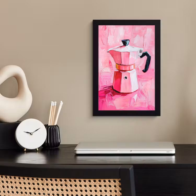 Roze - Verf - Coffee fotolijst zwart zonder passe partout klein -sfeer1