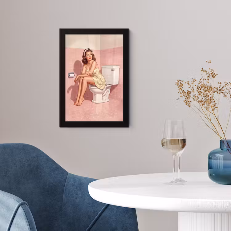 Roze - Retro - Vrouw fotolijst zwart zonder passe partout klein -sfeer4