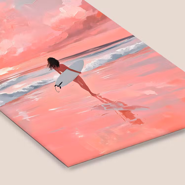 Roze - Surfen - Zee fotolijst zwart zonder passe partout klein -zsfeer6