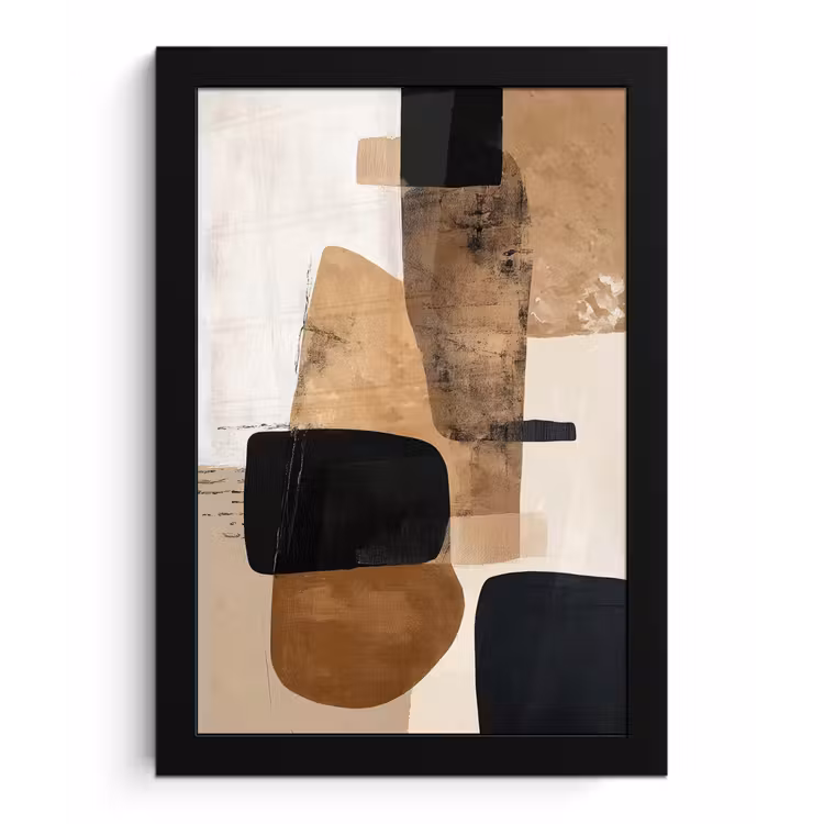 Vlakken - Abstract - Zwart - Strepen fotolijst zwart zonder passe partout klein -3d