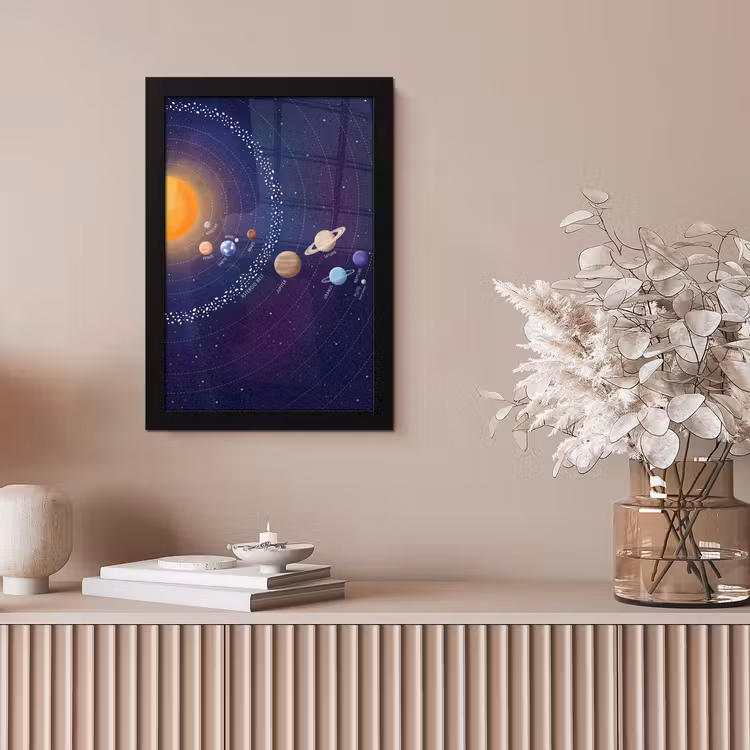Planetenstelsel - Ruimte - Illustratie fotolijst zwart zonder passe partout klein -sfeer5