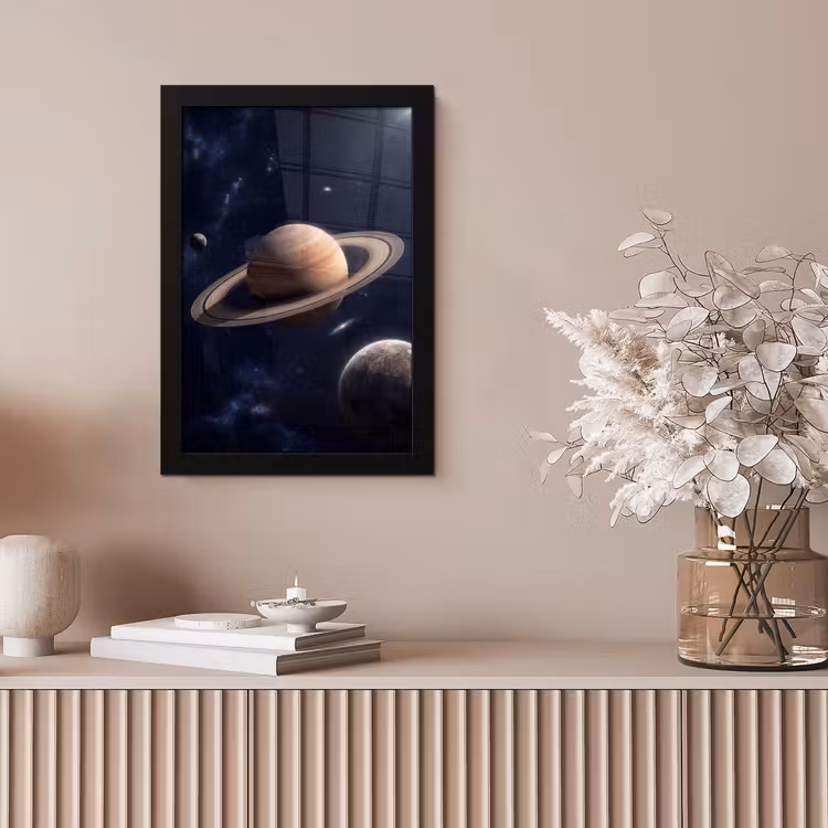 Planeten - Saturnus - Ruimte fotolijst zwart zonder passe partout klein -sfeer5
