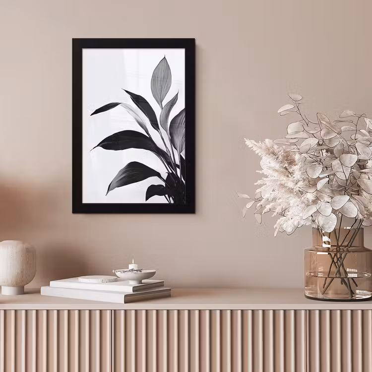 Plant - Bladeren - Minimalistisch - Zwart fotolijst zwart zonder passe partout klein -sfeer5
