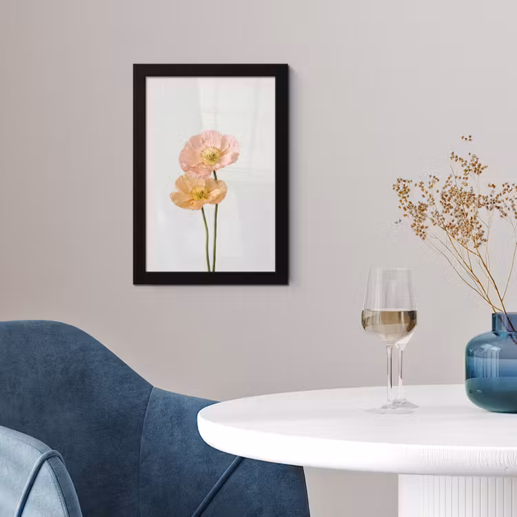 Papavers - Botanisch - Roze fotolijst zwart zonder passe partout klein -sfeer4