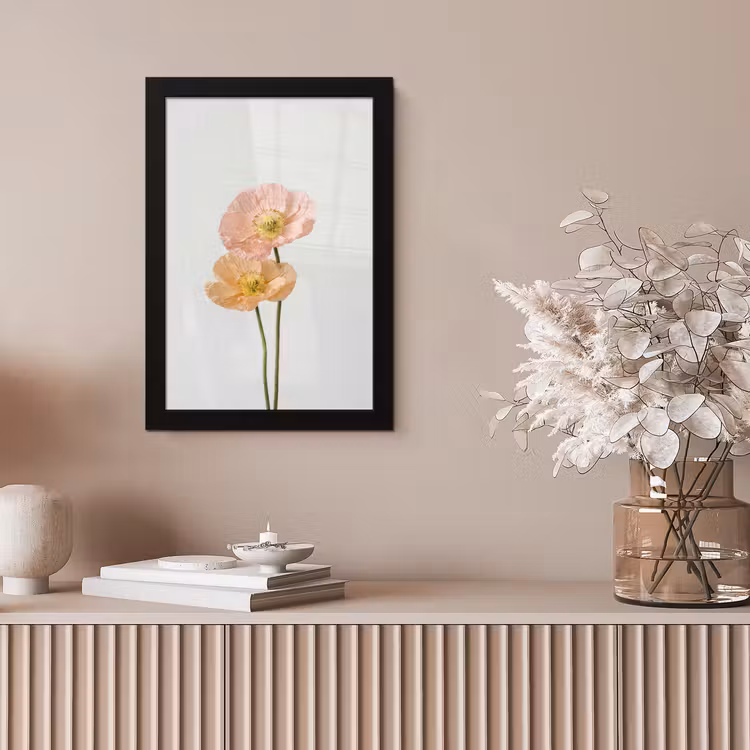 Papavers - Botanisch - Roze fotolijst zwart zonder passe partout klein -sfeer5
