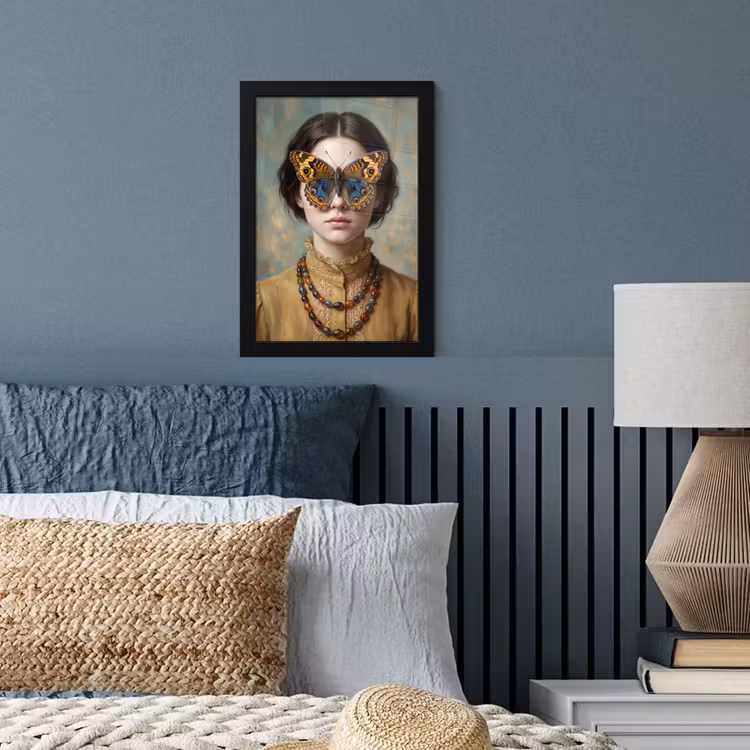 Portret - Vlinder - Kleurrijk fotolijst zwart zonder passe partout klein -sfeer3