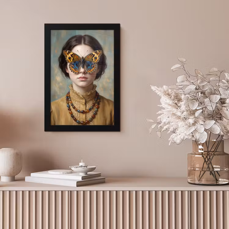 Portret - Vlinder - Kleurrijk fotolijst zwart zonder passe partout klein -sfeer5