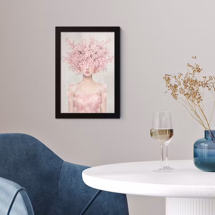 Portret - Kersenbloesem - Roze fotolijst zwart zonder passe partout klein -sfeer4