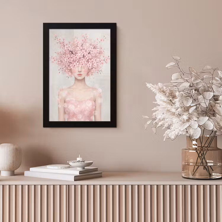 Portret - Kersenbloesem - Roze fotolijst zwart zonder passe partout klein -sfeer5