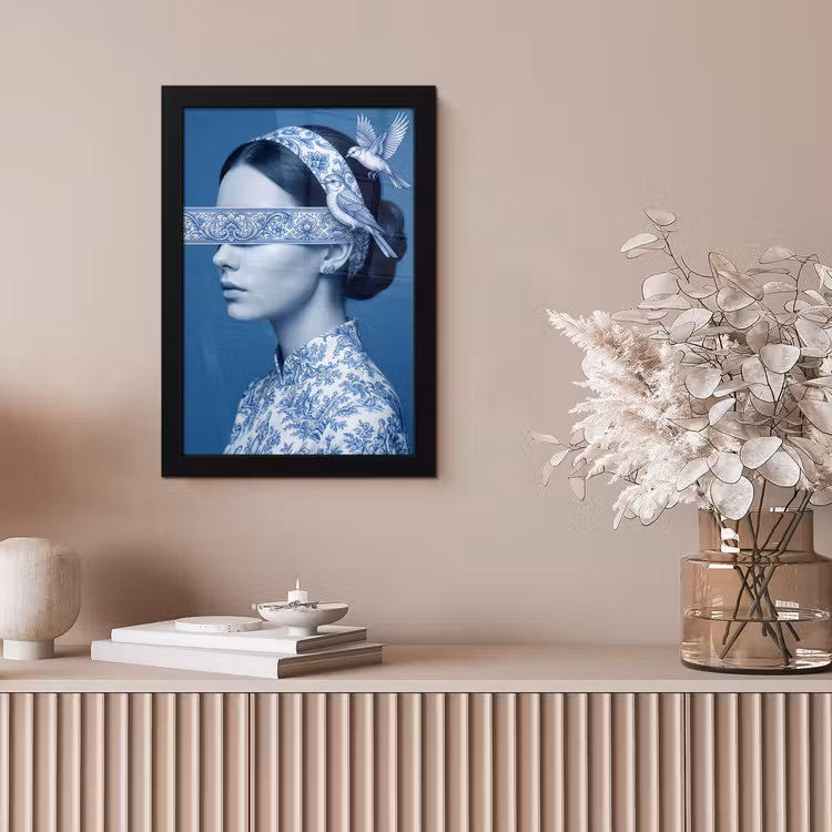 Portret - Klassiek - Wit - Blauw fotolijst zwart zonder passe partout klein -sfeer5