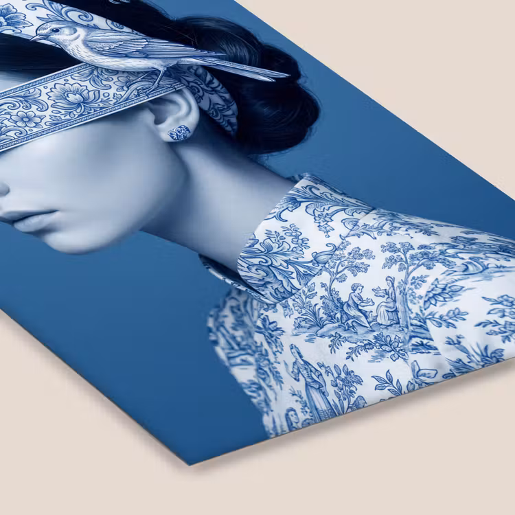 Portret - Klassiek - Wit - Blauw fotolijst zwart zonder passe partout klein -zsfeer6