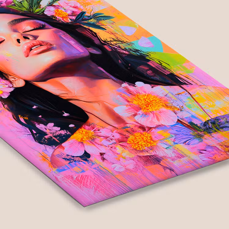 Portret - Bloemenkroon - Vrouw fotolijst zwart zonder passe partout klein -zsfeer6