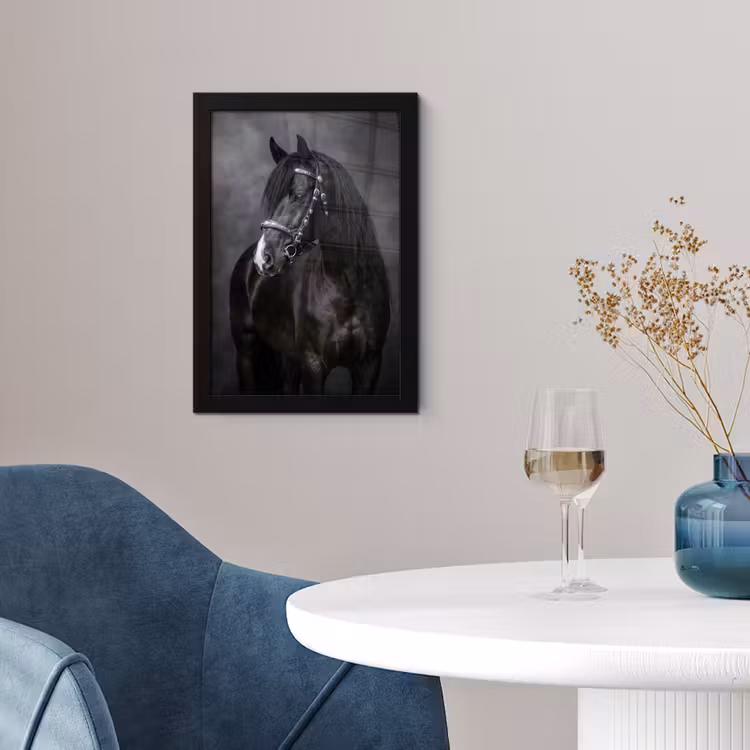 Portret - Paard - Zwart fotolijst zwart zonder passe partout klein -sfeer4