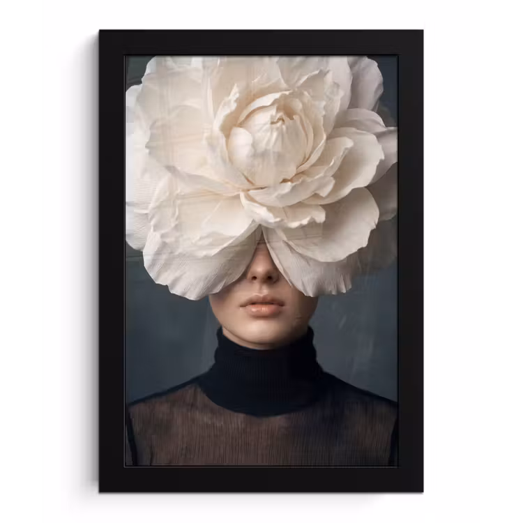Portret - Mysterieus - Wit fotolijst zwart zonder passe partout klein -3d