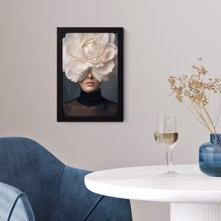 Portret - Mysterieus - Wit fotolijst zwart zonder passe partout klein -sfeer4