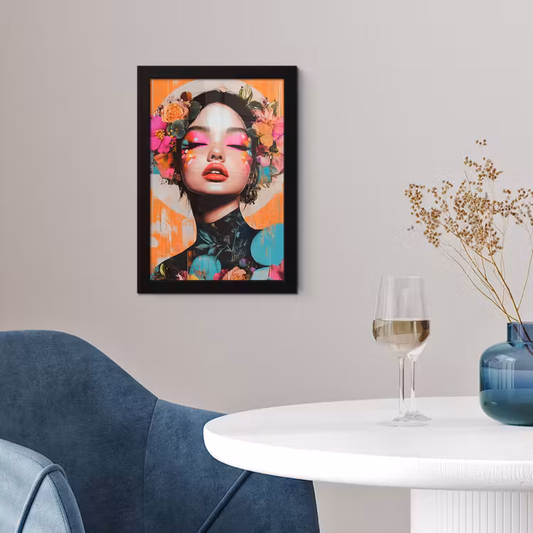 Portret - Vrouw - Abstract - Bloemen fotolijst zwart zonder passe partout klein -sfeer4