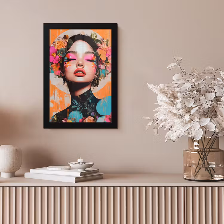 Portret - Vrouw - Abstract - Bloemen fotolijst zwart zonder passe partout klein -sfeer5