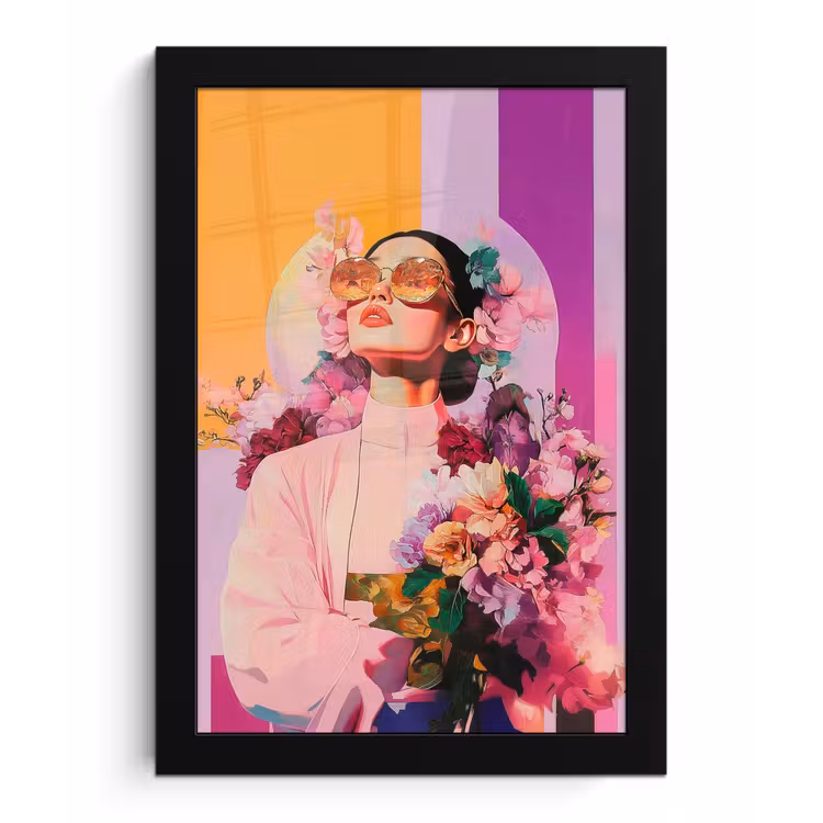Portret - Vrouw - Abstract - Bloemen fotolijst zwart zonder passe partout klein -3d