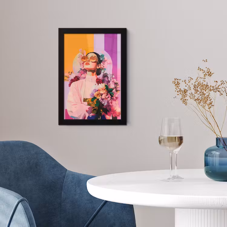 Portret - Vrouw - Abstract - Bloemen fotolijst zwart zonder passe partout klein -sfeer4