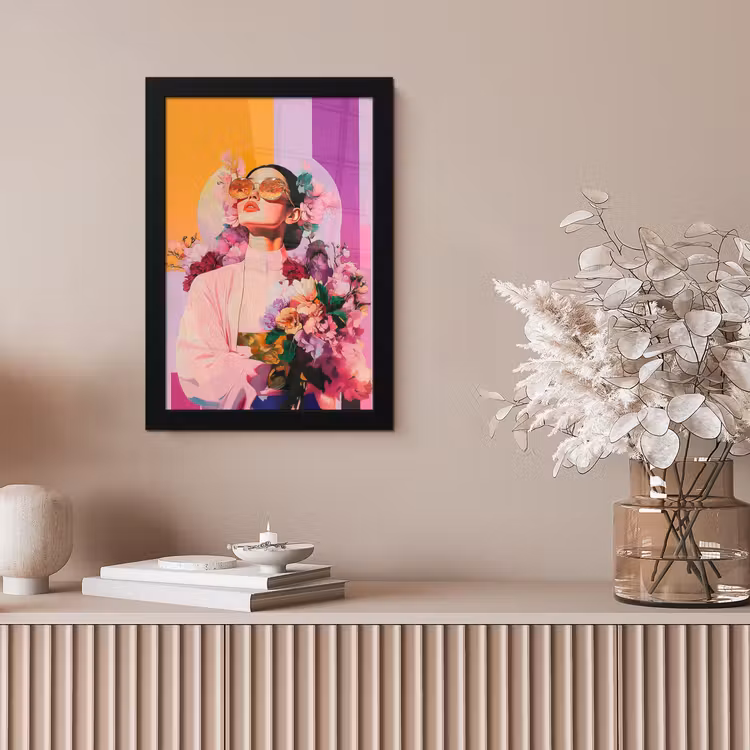 Portret - Vrouw - Abstract - Bloemen fotolijst zwart zonder passe partout klein -sfeer5