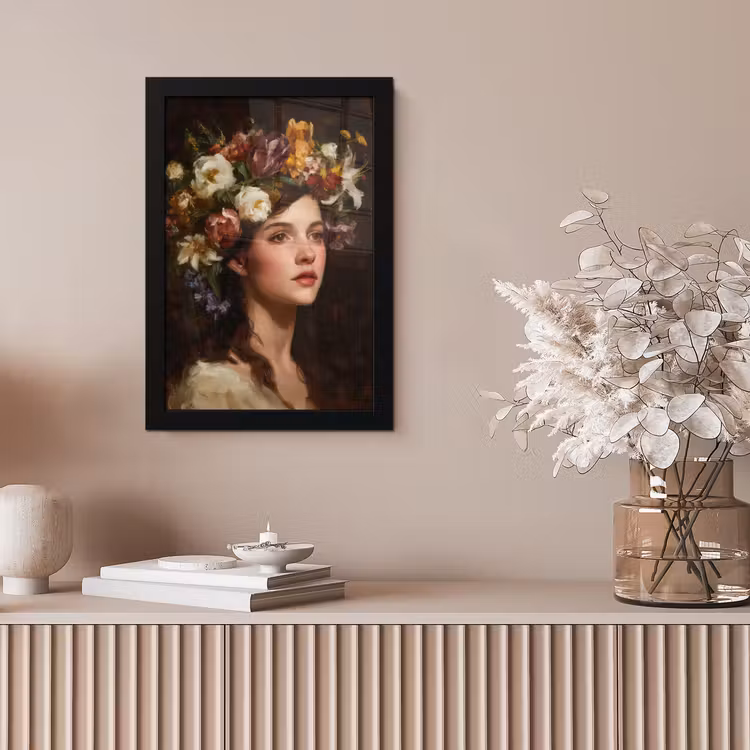 Portret - Vrouw - Bloemen fotolijst zwart zonder passe partout klein -sfeer5