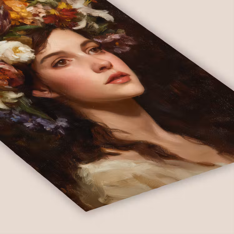 Portret - Vrouw - Bloemen fotolijst zwart zonder passe partout klein -zsfeer6
