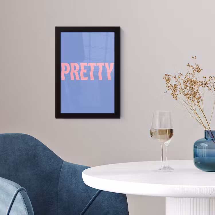 Pretty - Roze - Blauw - Golvend fotolijst zwart zonder passe partout klein -sfeer4