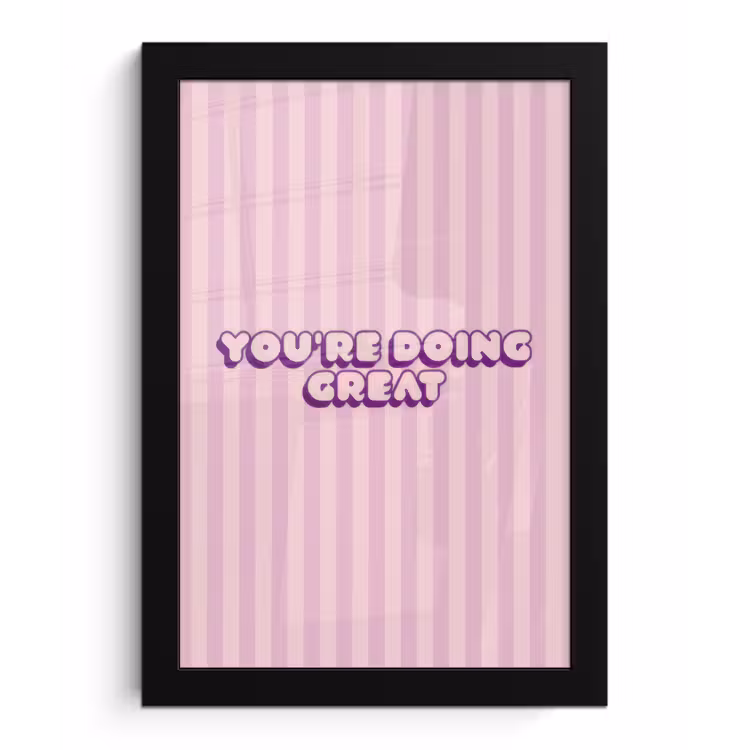 Paars - Strepen - You're doing great - Schaduw fotolijst zwart zonder passe partout klein -3d