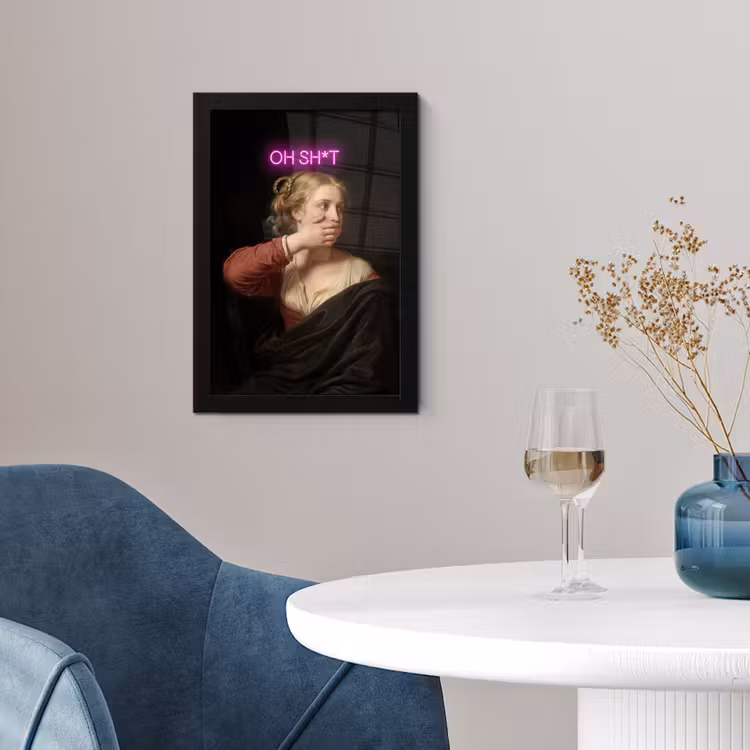 Quote - Neon - vrouw fotolijst zwart zonder passe partout klein -sfeer4