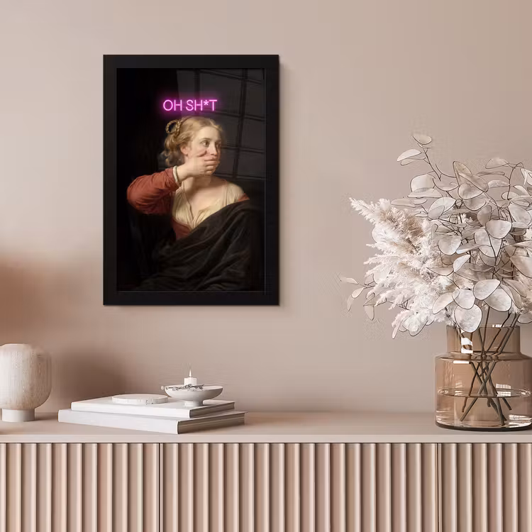 Quote - Neon - vrouw fotolijst zwart zonder passe partout klein -sfeer5