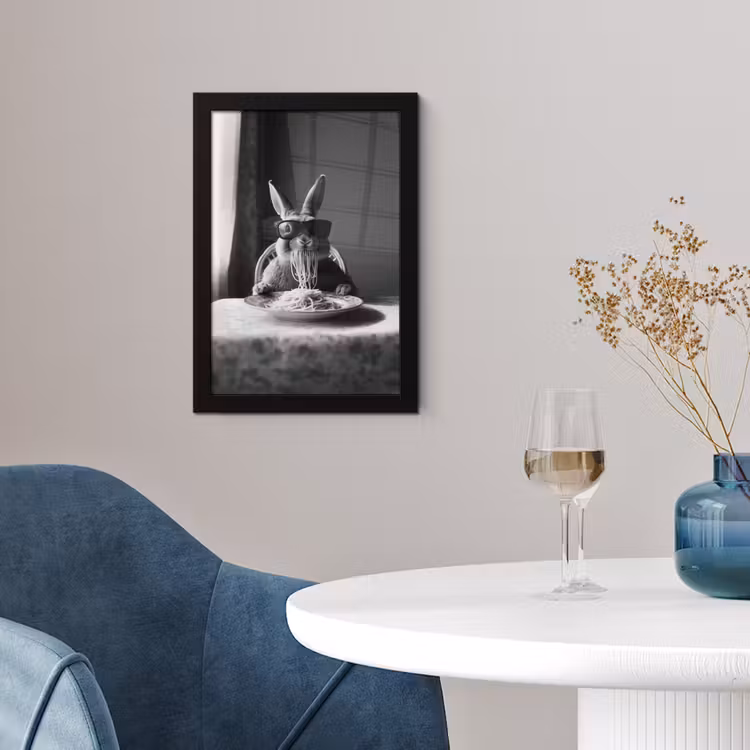 Konijn - Bunny - Zonnebril - Tafelkleed - Pasta - Schattig fotolijst zwart zonder passe partout klein -sfeer4