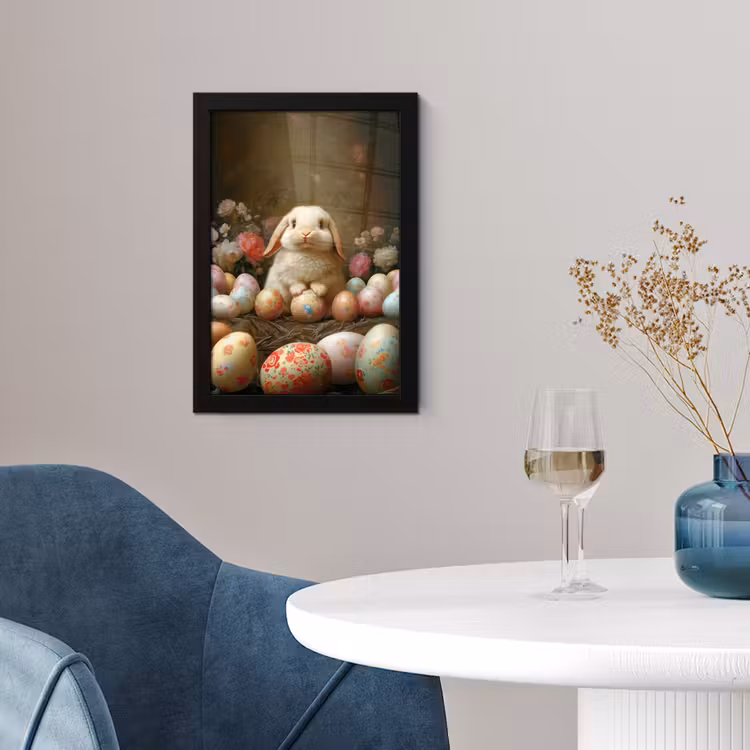 Konijn - Paaseieren - Stilleven fotolijst zwart zonder passe partout klein -sfeer4