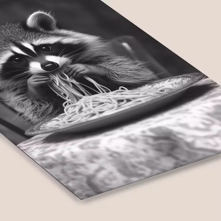 Wasbeer - Cute - Pasta - Tafelkleed - Zwart - Wit fotolijst zwart zonder passe partout klein -zsfeer6