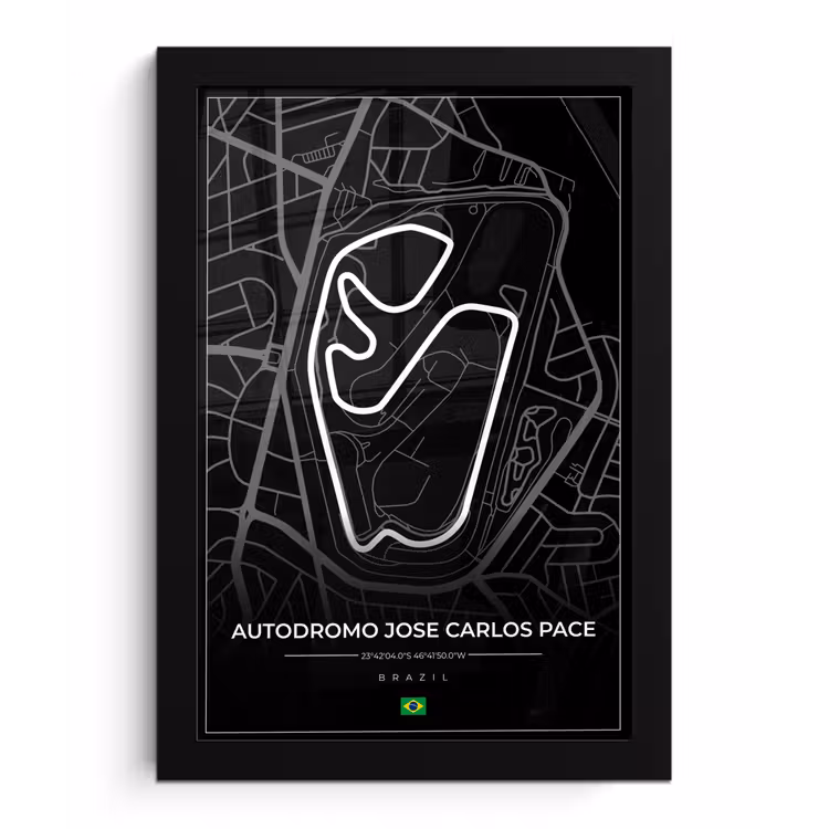 Racebaan - Brazilië - Circuit - Formule 1 - Autódromo José Carlos Pace - Zwart fotolijst zwart zonder passe partout klein -3d