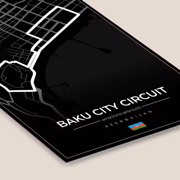 Racebaan - Circuit - F1 - Baku City Circuit - Azerbeidzjan - Zwart fotolijst zwart zonder passe partout klein -zsfeer6