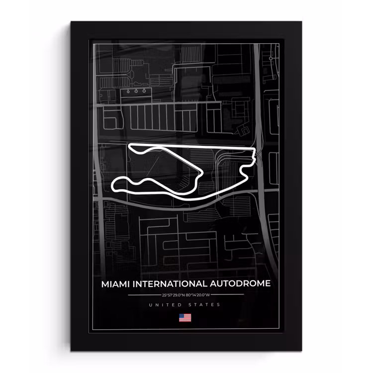 Racebaan - Verenigde Staten - Formule 1 - Miami International Autodrome - Circuit - Zwart fotolijst zwart zonder passe partout klein -3d
