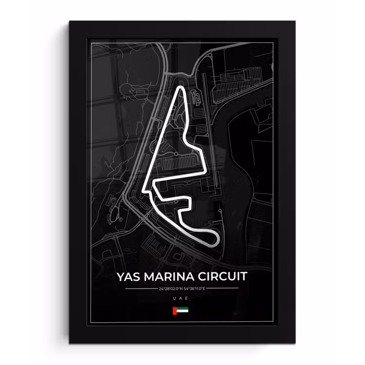 Racebaan - Yas Marina Circuit - Circuit - F1 - Abu Dhabi - Zwart fotolijst zwart zonder passe partout klein -3d