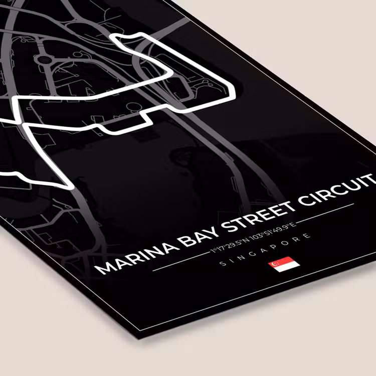 Racing - Sport - Racebaan - Singapore - Marina Bay Street Circuit - Zwart fotolijst zwart zonder passe partout klein -zsfeer6