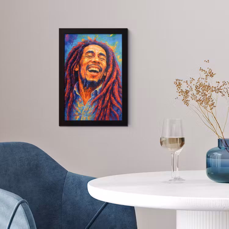 Regenboogkleuren - Man - schilderij fotolijst zwart zonder passe partout klein -sfeer4