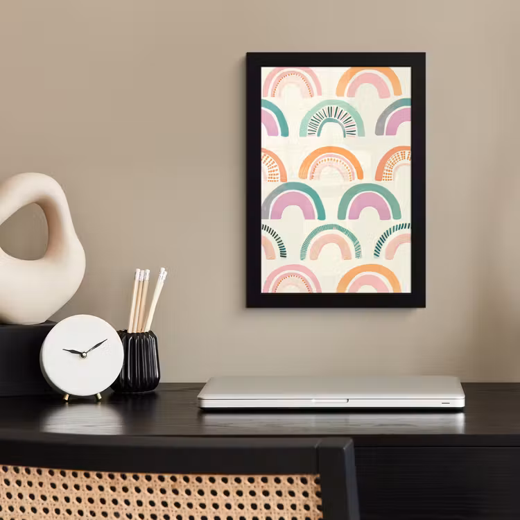 Regenboog - Pastel - Patroon fotolijst zwart zonder passe partout klein -sfeer1