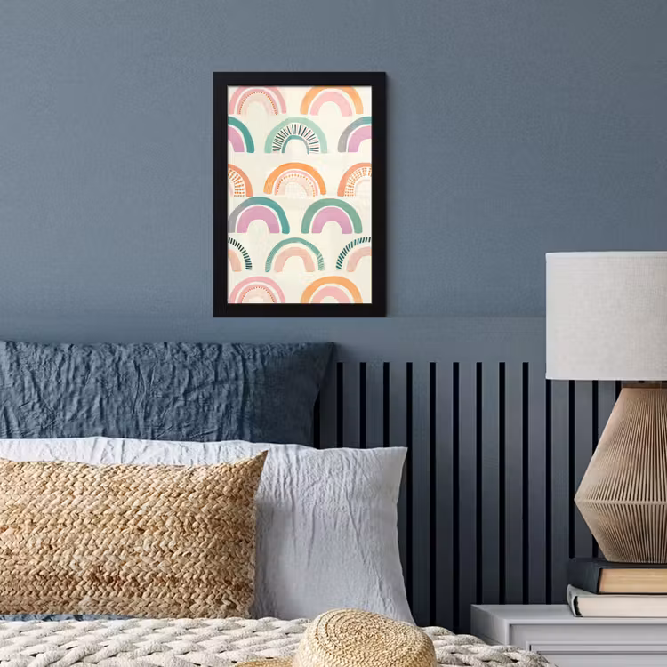 Regenboog - Pastel - Patroon fotolijst zwart zonder passe partout klein -sfeer3