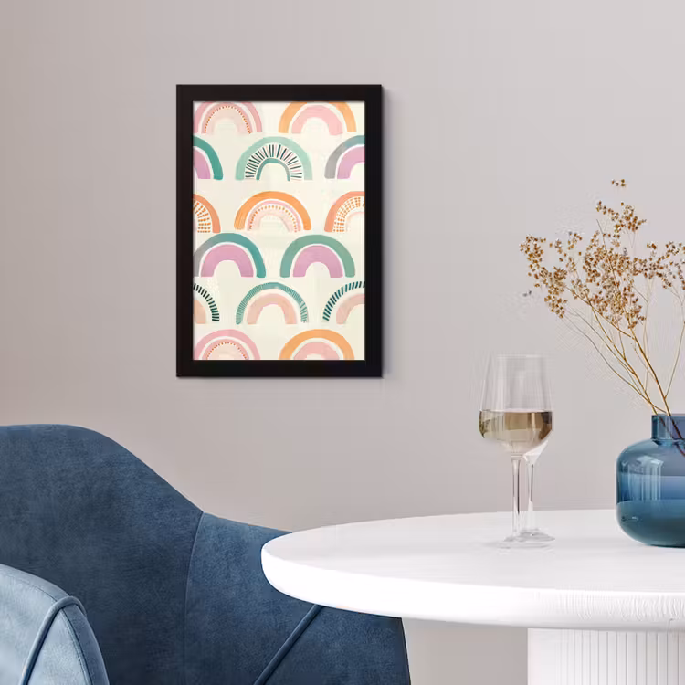 Regenboog - Pastel - Patroon fotolijst zwart zonder passe partout klein -sfeer4