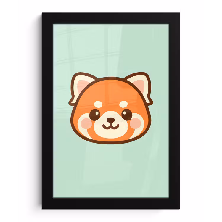 Rode panda - Groen - Cartoon fotolijst zwart zonder passe partout klein -3d