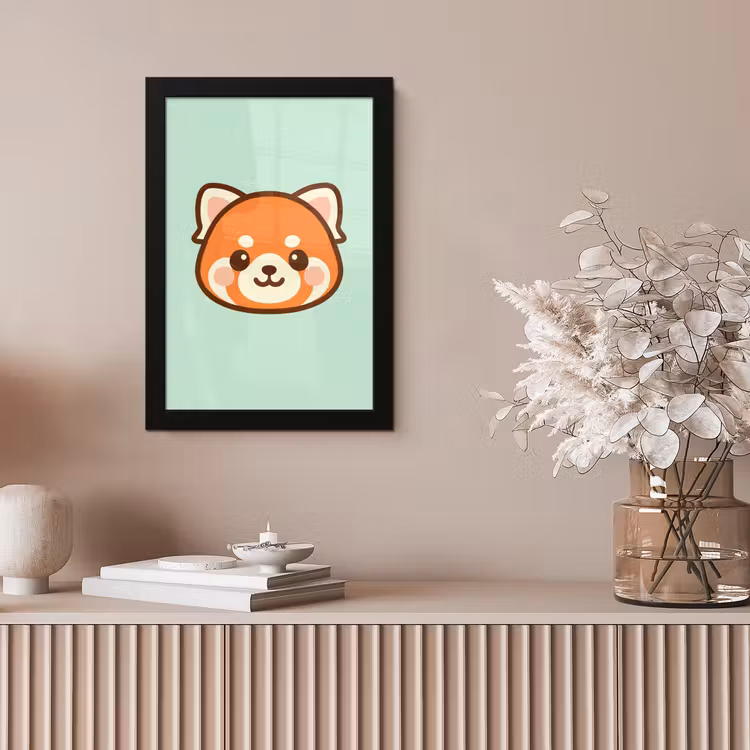 Rode panda - Groen - Cartoon fotolijst zwart zonder passe partout klein -sfeer5
