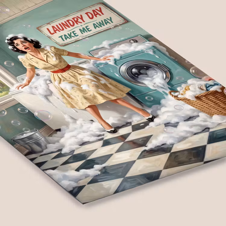 Retro - Blauw - Vrouw fotolijst zwart zonder passe partout klein -zsfeer6
